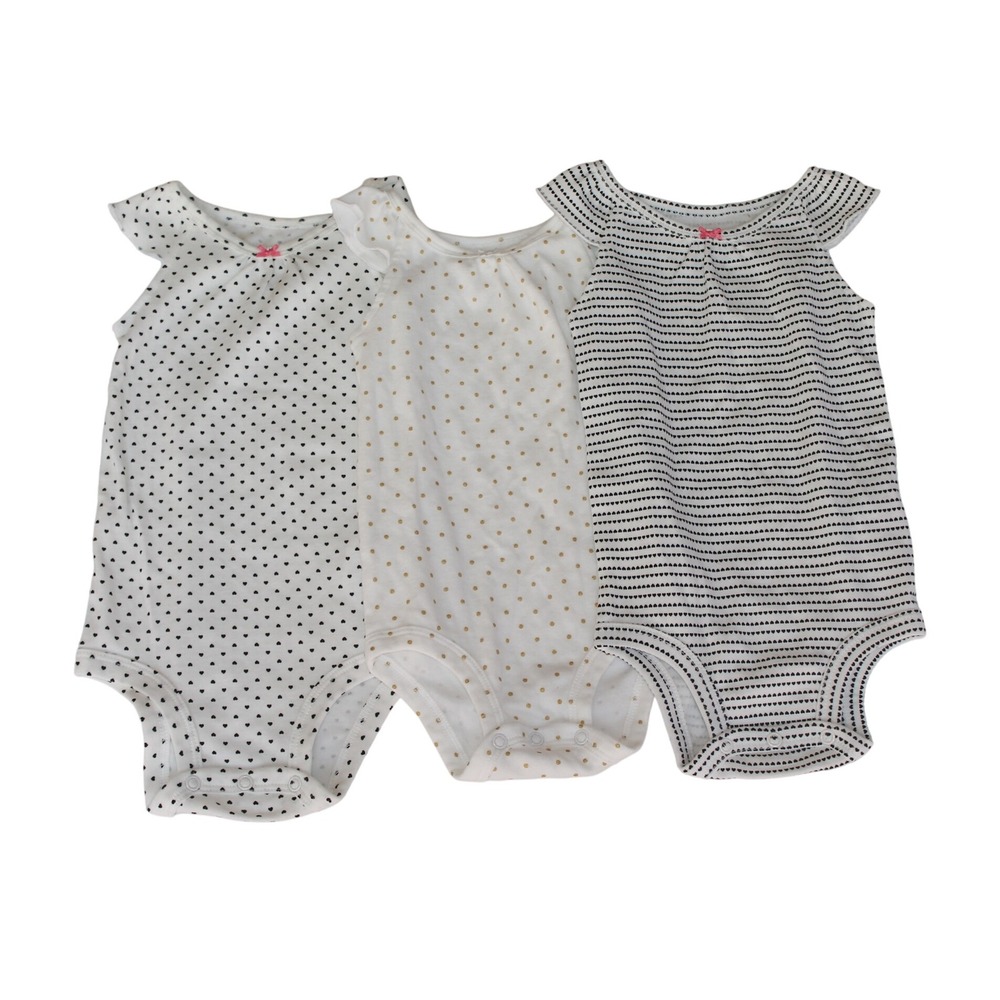Simple Joys by Carters 6-9M Bodysuits Sleeveless White Gold Heart Print‎